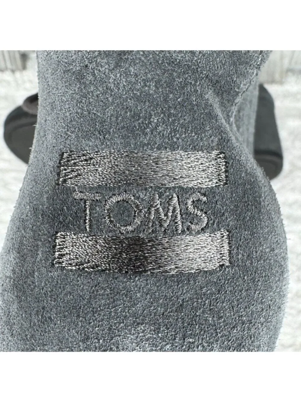 TOMS Gray Suede Wedge Booties Size 10